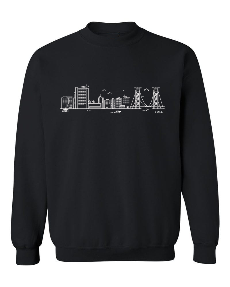 Black NYC Skyline Hooded Sweatshirt Pullover